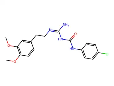 1-(4-chlorophenyl)-3-{N-[2-(3,4-dimethoxyphenyl)ethyl]carbamimidoyl}urea structure