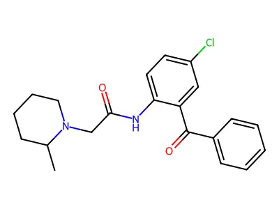 Acetamide, N-(2-benzoyl-4-chlorophenyl)-2-(2-methylpiperidin-1-yl)- structure