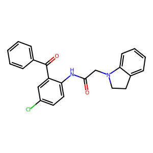 N-[4-chloro-2-(phenylcarbonyl)phenyl]-2-(2,3-dihydro-1H-indol-1-yl)acetamide structure