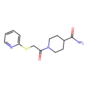 1-[(Pyridin-2-ylsulfanyl)acetyl]piperidine-4-carboxamide structure