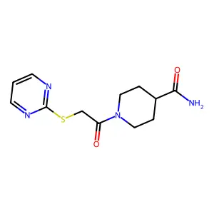 1-[(Pyrimidin-2-ylsulfanyl)acetyl]piperidine-4-carboxamide structure