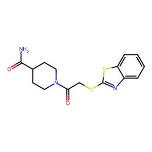 1-(2-(Benzo[d]thiazol-2-ylthio)acetyl)piperidine-4-carboxamide structure