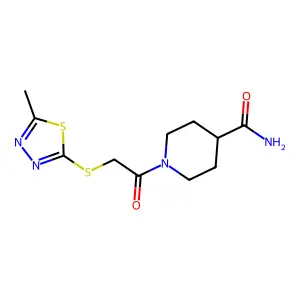 1-{[(5-Methyl-1,3,4-thiadiazol-2-yl)sulfanyl]acetyl}piperidine-4-carboxamide structure