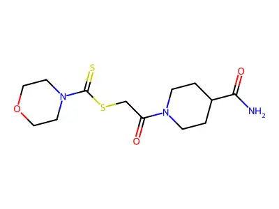 2-(4-Carbamoylpiperidin-1-yl)-2-oxoethyl morpholine-4-carbodithioate structure