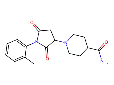 1-[1-(2-Methylphenyl)-2,5-dioxopyrrolidin-3-yl]piperidine-4-carboxamide structure