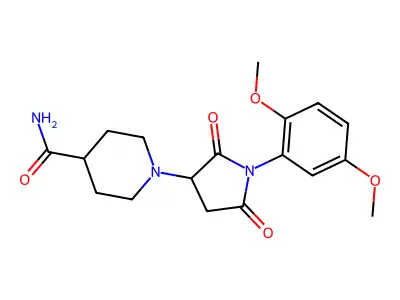 1-[1-(2,5-Dimethoxyphenyl)-2,5-dioxopyrrolidin-3-yl]piperidine-4-carboxamide structure