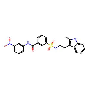 3-[2-(2-methyl-1H-indol-3-yl)ethylsulfamoyl]-N-(3-nitrophenyl)benzamide structure