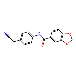 N-[4-(cyanomethyl)phenyl]-1,3-benzodioxole-5-carboxamide structure