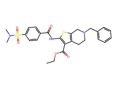 ethyl 6-benzyl-2-[4-(dimethylsulfamoyl)benzamido]-4H,5H,6H,7H-thieno[2,3-c]pyridine-3-carboxylate structure