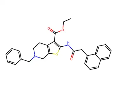 Ethyl 6-benzyl-2-(2-(naphthalen-1-yl)acetamido)-4,5,6,7-tetrahydrothieno[2,3-c]pyridine-3-carboxylate structure