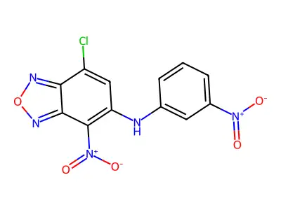 7-chloro-4-nitro-N-(3-nitrophenyl)-2,1,3-benzoxadiazol-5-amine structure
