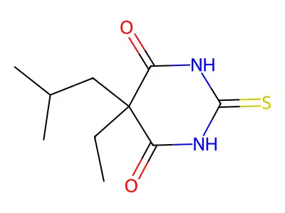5-isobutyl-5-ethyl-2-thiobarbituric acid structure