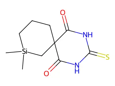 8,8-Dimethyl-3-thioxo-2,4-diaza-8-silaspiro(5.5)undecane-1,5-dione structure