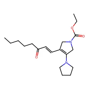 Ethyl 3-(3-oxooct-1-enyl)-4-pyrrolidin-1-yl-2,5-dihydropyrrole-1-carboxylate structure