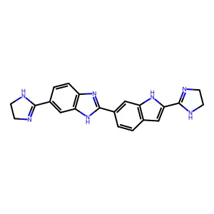 6-(4,5-dihydro-1H-imidazol-2-yl)-2-[2-(4,5-dihydro-1H-imidazol-2-yl)-1H-indol-6-yl]-1H-benzimidazole structure
