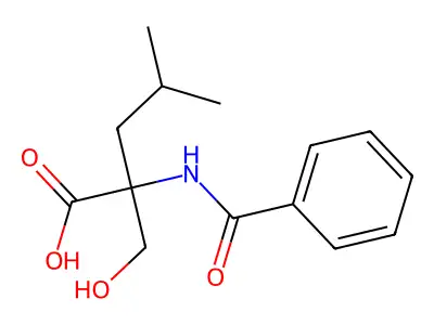 2-(Hydroxymethyl)-4-methyl-2-(phenylcarbonylamino)pentanoic acid structure