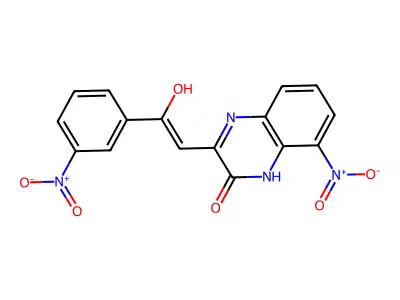 3-[2-hydroxy-2-(3-nitrophenyl)ethenyl]-8-nitro-1H-quinoxalin-2-one structure