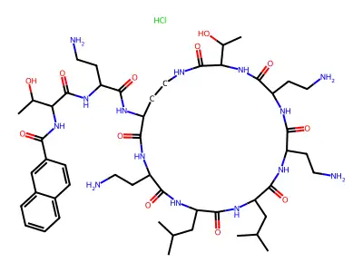 beta-Naphthalenecarbonyl colistin nonapeptide hydrochloride structure