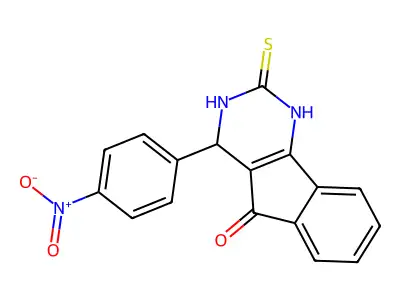 4-(4-nitrophenyl)-2-sulfanylidene-3,4-dihydro-1H-indeno[1,2-d]pyrimidin-5-one structure
