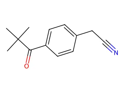 Benzeneacetonitrile, 4-(2,2-dimethyl-1-oxopropyl)- structure