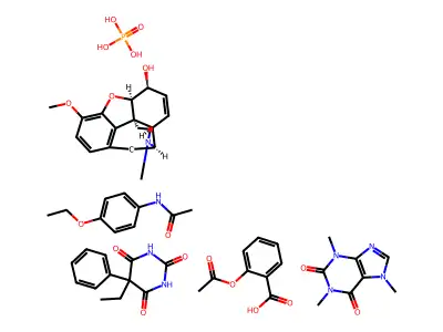 Aspirin mixture with caffeine, codeine, phenacetin and phenobarbital structure