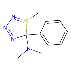 N,N,1-trimethyl-5-phenyl-1lambda4-thia-2,3,4-triazacyclopenta-1,3-dien-5-amine structure