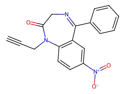 2H-1,4-Benzodiazepin-2-one, 1,3-dihydro-7-nitro-5-phenyl-1-(2-propynyl)- structure