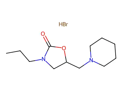 2-Oxazolidinone, 5-(1-piperidinylmethyl)-3-propyl-, monohydrobromide structure