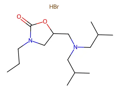 5-((Bis(2-methylpropyl)amino)methyl)-3-propyl-2-oxazolidinone hydrobromide structure