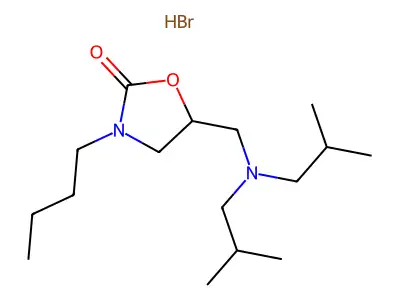 2-Oxazolidinone, 5-((bis(2-methylpropyl)amino)methyl)-3-butyl-, monohydrobromide structure