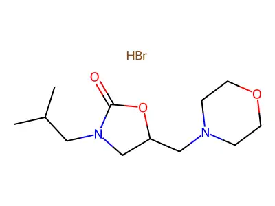 2-Oxazolidinone, 3-(2-methylpropyl)-5-(4-morpholinylmethyl)-, monohydrobromide structure