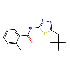 N-[5-(2,2-dimethylpropyl)-1,3,4-thiadiazol-2-yl]-2-methylbenzamide structure