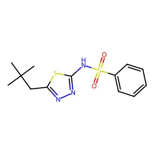 N-[5-(2,2-dimethylpropyl)-1,3,4-thiadiazol-2-yl]benzenesulfonamide structure