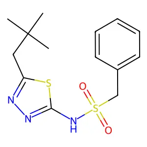 N-[5-(2,2-dimethylpropyl)-1,3,4-thiadiazol-2-yl]-1-phenylmethanesulfonamide structure