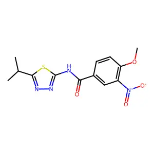 4-methoxy-3-nitro-N-(5-propan-2-yl-1,3,4-thiadiazol-2-yl)benzamide structure