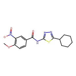 N-(5-cyclohexyl-1,3,4-thiadiazol-2-yl)-4-methoxy-3-nitrobenzamide structure