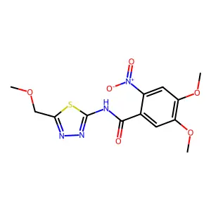 4,5-dimethoxy-N-[5-(methoxymethyl)-1,3,4-thiadiazol-2-yl]-2-nitrobenzamide structure