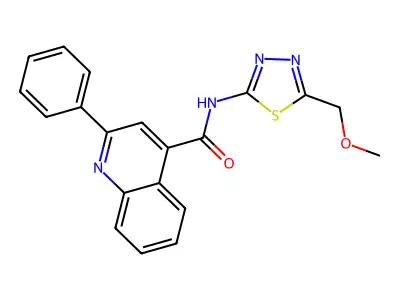 N-[5-(methoxymethyl)-1,3,4-thiadiazol-2-yl]-2-phenylquinoline-4-carboxamide structure