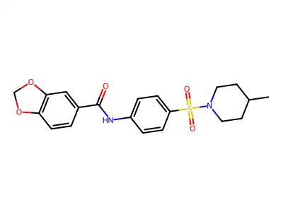 N-{4-[(4-methylpiperidin-1-yl)sulfonyl]phenyl}-1,3-benzodioxole-5-carboxamide structure
