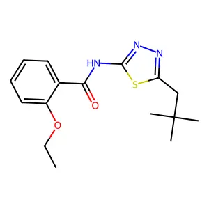 N-[5-(2,2-dimethylpropyl)-1,3,4-thiadiazol-2-yl]-2-ethoxybenzamide structure