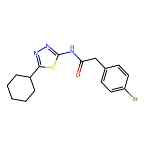 2-(4-bromophenyl)-N-(5-cyclohexyl-1,3,4-thiadiazol-2-yl)acetamide structure