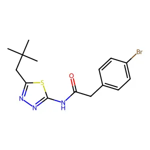 2-(4-bromophenyl)-N-[5-(2,2-dimethylpropyl)-1,3,4-thiadiazol-2-yl]acetamide structure