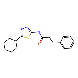 N-(5-cyclohexyl-1,3,4-thiadiazol-2-yl)-3-phenylpropanamide structure