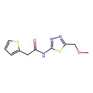 N-[5-(methoxymethyl)-1,3,4-thiadiazol-2-yl]-2-thiophen-2-ylacetamide structure