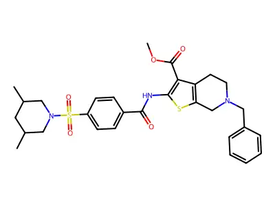 methyl 6-benzyl-2-(4-((3,5-dimethylpiperidin-1-yl)sulfonyl)benzamido)-4,5,6,7-tetrahydrothieno[2,3-c]pyridine-3-carboxylate structure