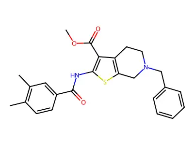 Methyl 6-benzyl-2-(3,4-dimethylbenzamido)-4,5,6,7-tetrahydrothieno[2,3-c]pyridine-3-carboxylate structure