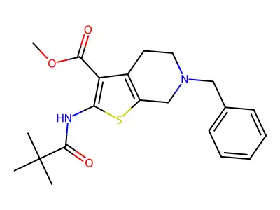 METHYL 6-BENZYL-2-(2,2-DIMETHYLPROPANAMIDO)-4H,5H,6H,7H-THIENO[2,3-C]PYRIDINE-3-CARBOXYLATE structure