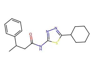 N-(5-cyclohexyl-1,3,4-thiadiazol-2-yl)-3-phenylbutanamide structure