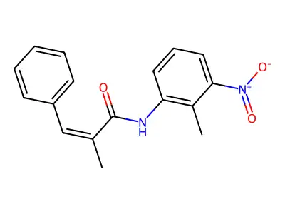 (Z)-2-methyl-N-(2-methyl-3-nitrophenyl)-3-phenylprop-2-enamide structure