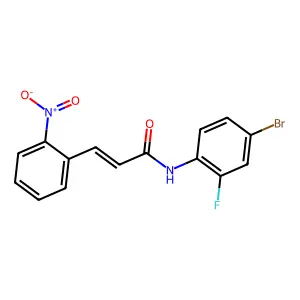 (E)-N-(4-bromo-2-fluorophenyl)-3-(2-nitrophenyl)prop-2-enamide structure
